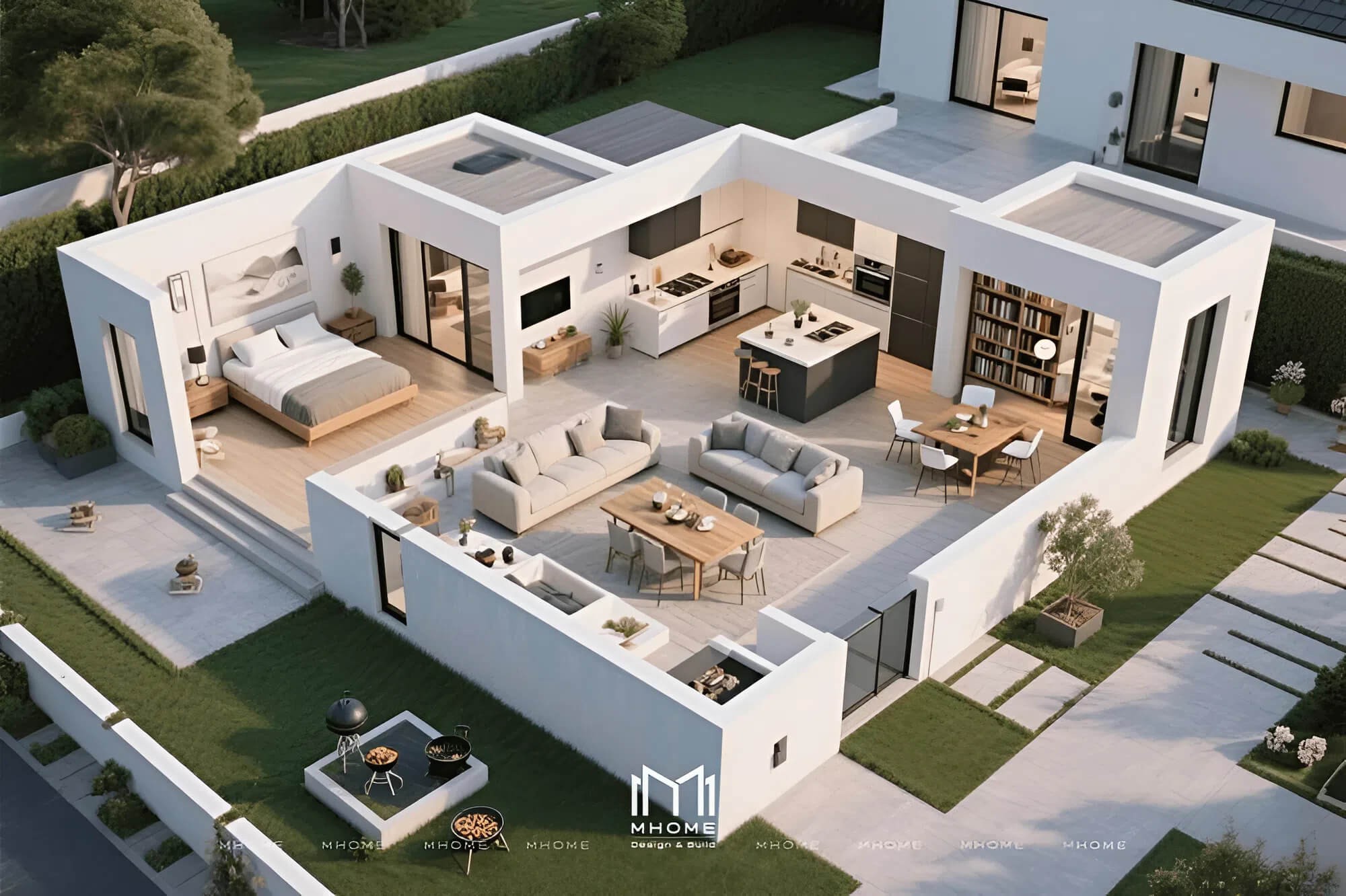 Thiết Kế Biệt Thự Vườn Chữ U Phong Cách Hiện Đại