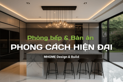 Bếp Mở Và Bàn Ăn Hiện Đại Cho Biệt Thự Vườn